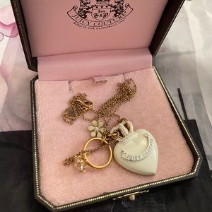 Juicy Couture Gold Tone Necklace Puff Crown Heart